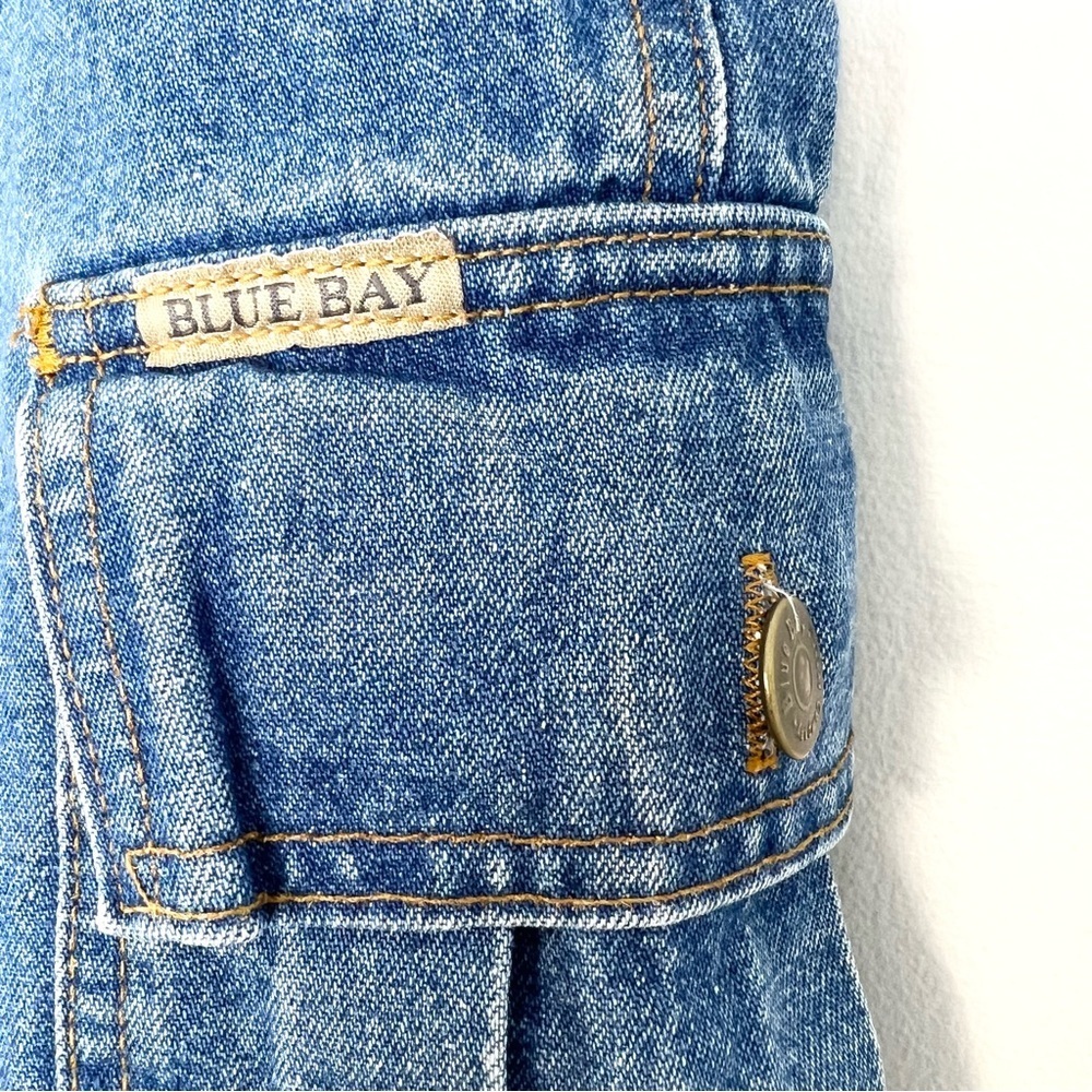 Vintage high rise 100% cotton denim jean cargo shorts 32 - Picture 5 of 8